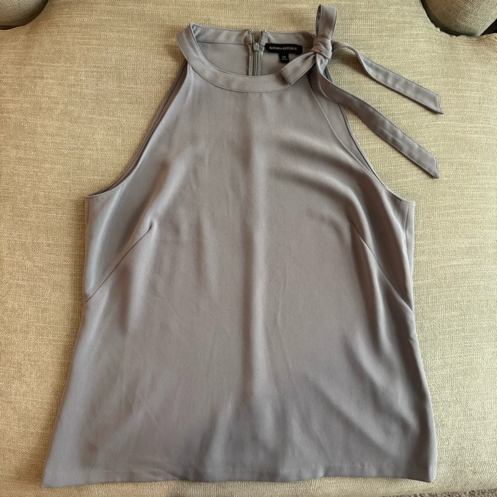 Banana Republic Gray Halter Tank Top with Bow size 14